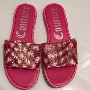 JUICY COUTURE Pink Rhinestone Slide Sandals